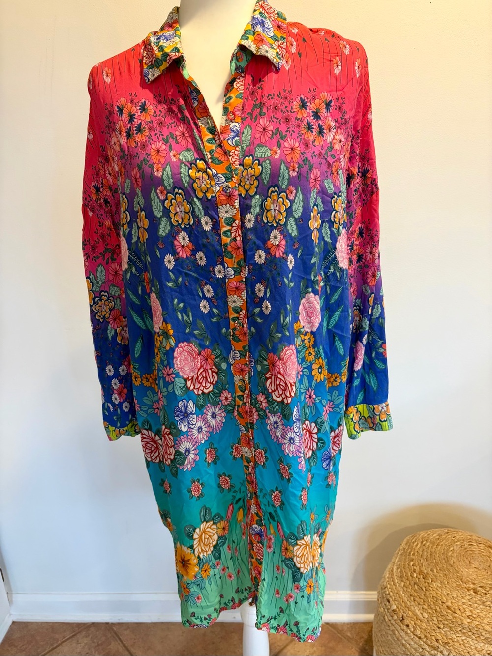Johnny Was RAINBOW MIDI SHIRT DRESS - Picture 5 of 12